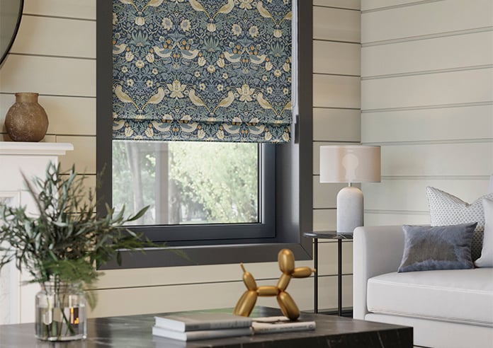 William Morris At Home Strawberry Thief, Woad - Twist&Fit Roman Blind - Image 5